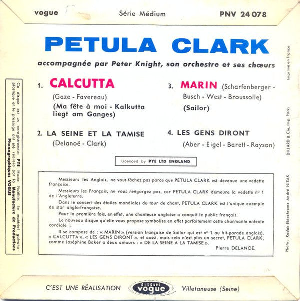 Petula Clark : Calcutta (7", EP)