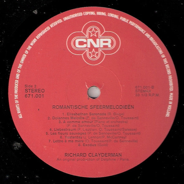 Richard Clayderman : Romantische Sfeermelodieën  (LP, Comp, RP)