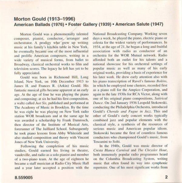 Morton Gould, National Symphony Orchestra Of Ukraine, Theodore Kuchar : American Ballads / Foster Gallery / American Salute (CD, Album)