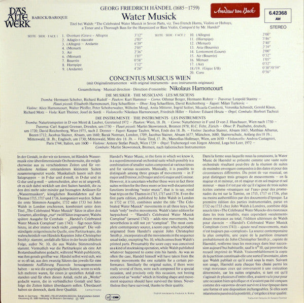 Georg Friedrich Händel : Water Musick (LP)