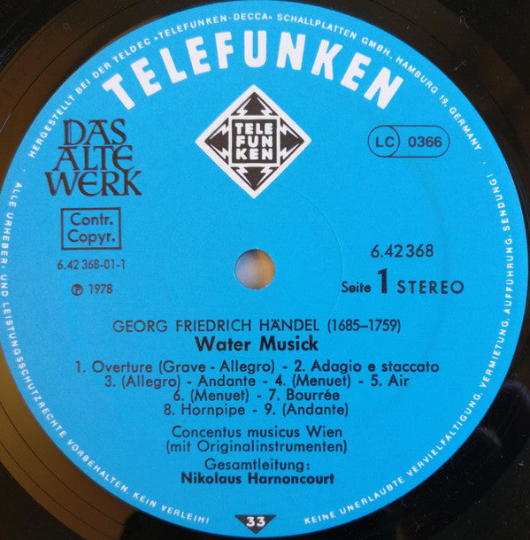 Georg Friedrich Händel : Water Musick (LP)