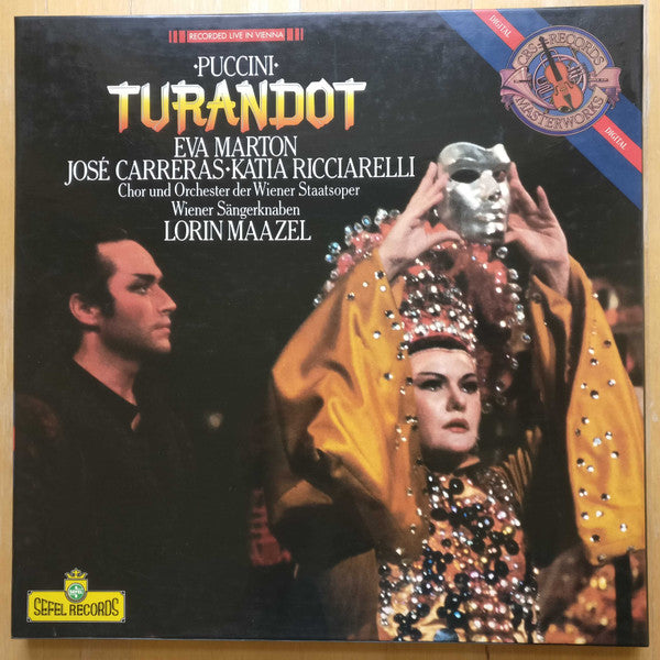Giacomo Puccini, Lorin Maazel, José Carreras, Katia Ricciarelli, Éva Marton, Wiener Staatsopernchor Und Orchester Der Wiener Staatsoper, Die Wiener Sängerknaben : Turandot (3xLP, Album + Box)
