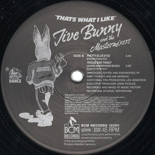 Jive Bunny And The Mastermixers : That's What I Like (12", Maxi, P/Mixed)