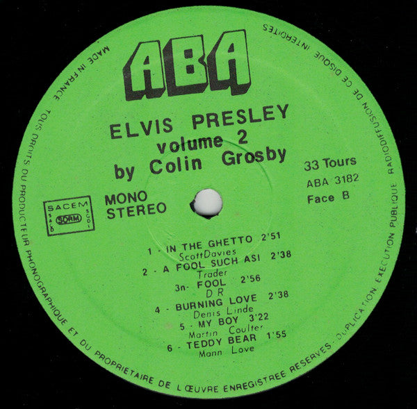 Colin Crosby : A Tribute To Elvis - Volume 2 (LP)