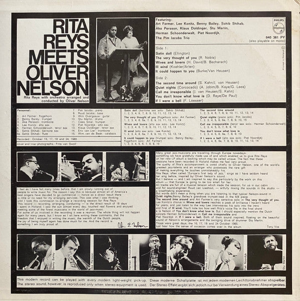 Rita Reys Meets Oliver Nelson : Rita Reys Meets Oliver Nelson (LP, Album)