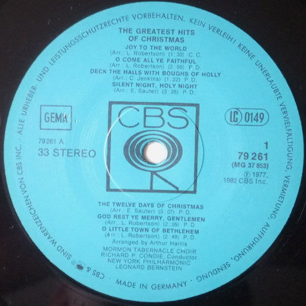 The Mormon Tabernacle Choir* / Leonard Bernstein / Richard P. Condie / Eugene Ormandy / Jerold Ottley : The Greatest Hits Of Christmas (2xLP, Comp)