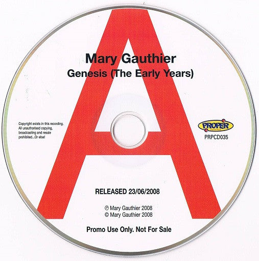 Mary Gauthier : Genesis (The Early Years) (CD, Album, Promo)