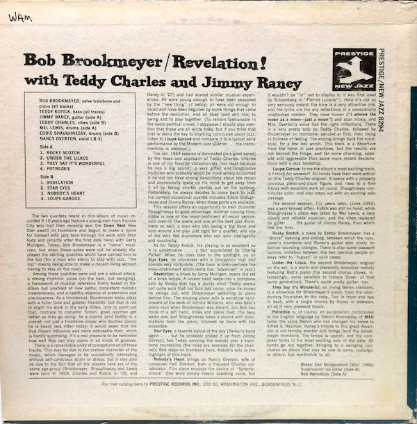 Bob Brookmeyer With Teddy Charles And Jimmy Raney : Revelation! (LP, Comp, Mono, RE)