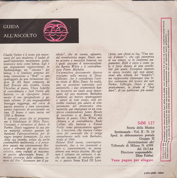 Various : Charlie Parker, Dizzy Gillespie E Il "Cool Jazz" (7")