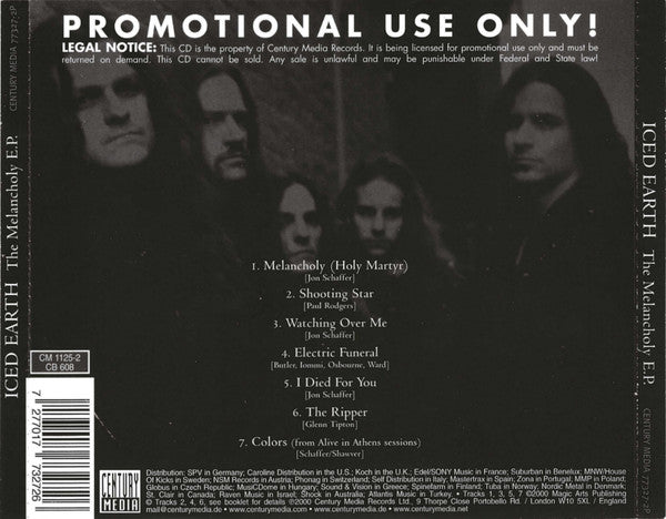 Iced Earth : The Melancholy E.P. (CD, EP, Promo)