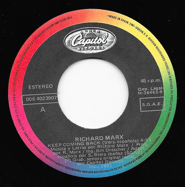 Richard Marx : Keep Coming Back Version Española (7", Single, Promo)