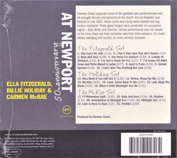 Ella Fitzgerald, Billie Holiday & Carmen McRae : At Newport (CD, Album, RE, RM)