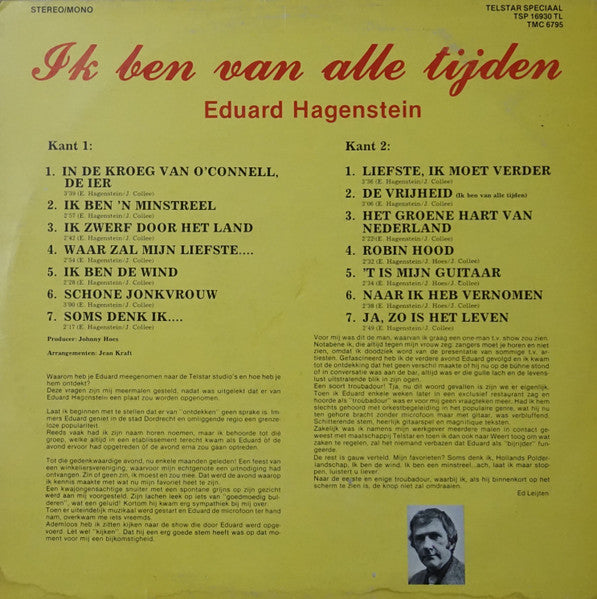 Eduard Hagenstein : Ik Ben Van Alle Tijden (LP, Album)