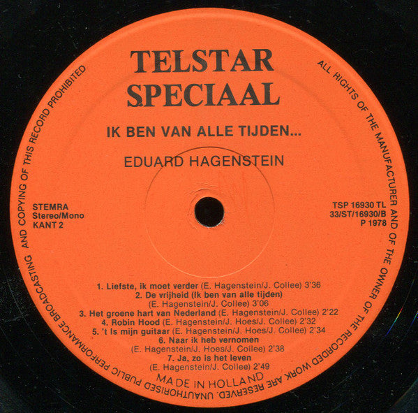 Eduard Hagenstein : Ik Ben Van Alle Tijden (LP, Album)