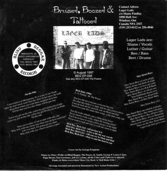 The Lager Lads : Bruised, Boozed & Tattooed (7")