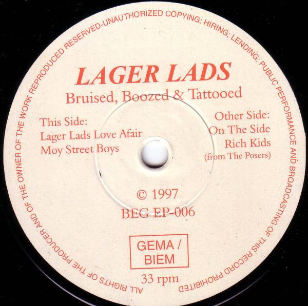 The Lager Lads : Bruised, Boozed & Tattooed (7")