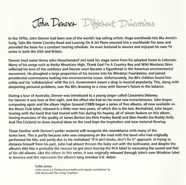 John Denver : Different Directions (CD, Album)