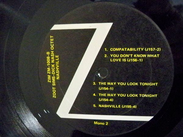 Zoot Sims/Dick Nash Octet : Nash-Ville (LP, Album, Mono, RE)