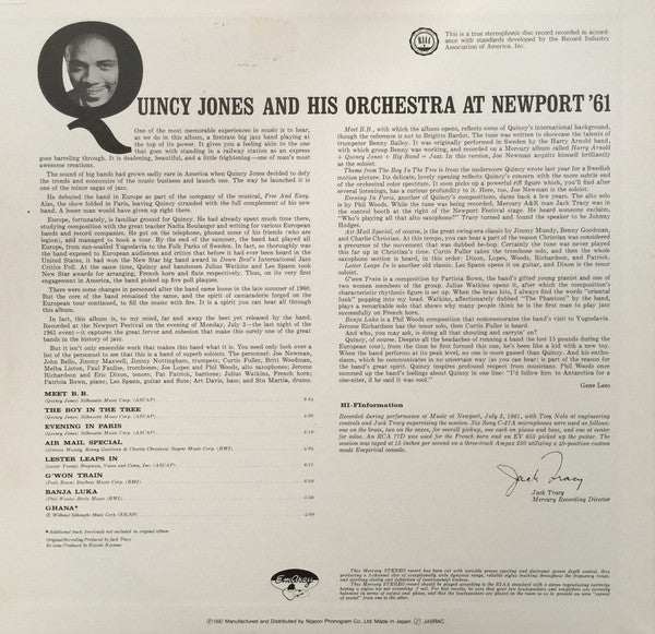 Quincy Jones And His Orchestra : At Newport '61 (LP, Album, RE)