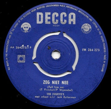 The Fouryo's : Zeg Niet Nee (7")