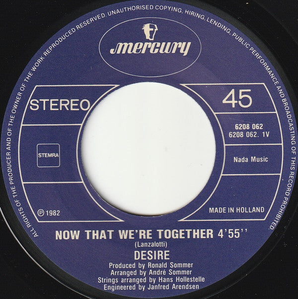 Desire (7) : Now That We're Together (7", EP)