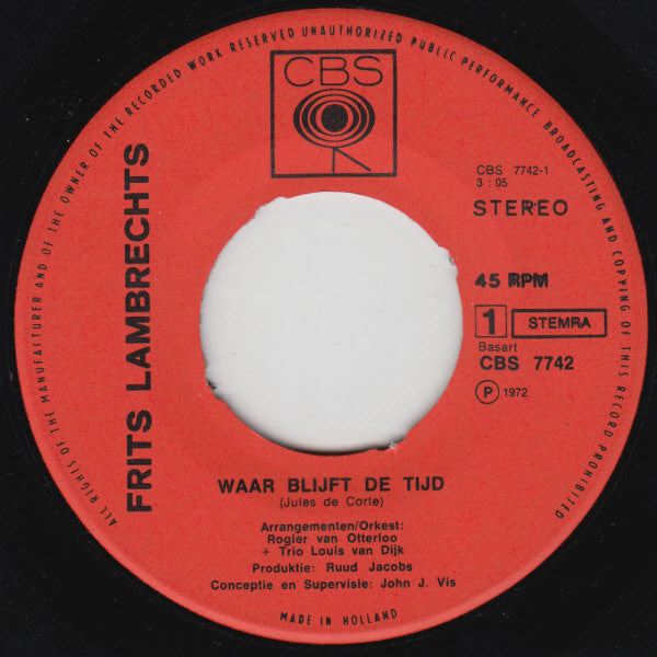 Frits Lambrechts : Frits Lambrechts Zingt Jules De Corte (7", Single)