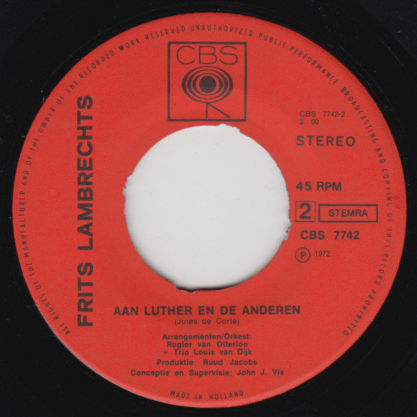 Frits Lambrechts : Frits Lambrechts Zingt Jules De Corte (7", Single)