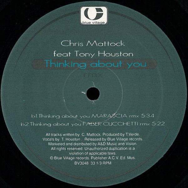 Chris Mattock : Thinking About You (Remix) (12")