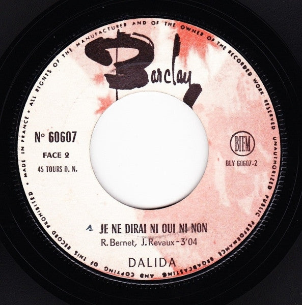 Dalida : Il Silenzio (7", Single, Jukebox, Promo)