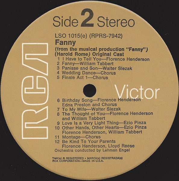 Ezio Pinza, Walter Slezak : Fanny (Original Cast Recording) (LP, Album, RE)