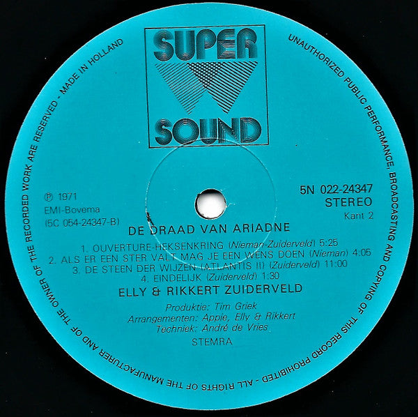 Elly & Rikkert : De Draad Van Ariadne (LP, Album, RE)