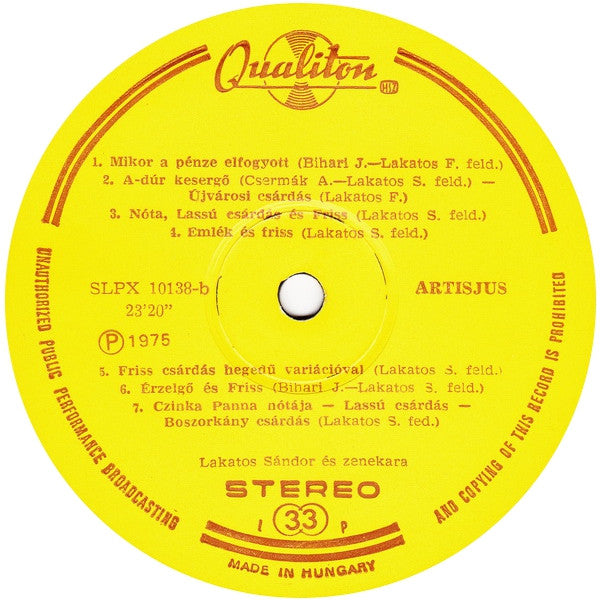 Sándor Lakatos And His Gipsy Band : Sándor Lakatos And His Gipsy Band (LP, Comp)