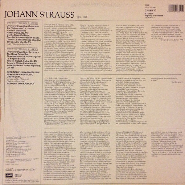 Johann Strauss* - Karajan*, Berliner Philharmoniker : Karajan Dirigiert Johann Strauss - An Der Schönen Blauen Donau / Kaiserwalzer / Tritsch - Tratsch - Polka / Etc. (LP, RM)