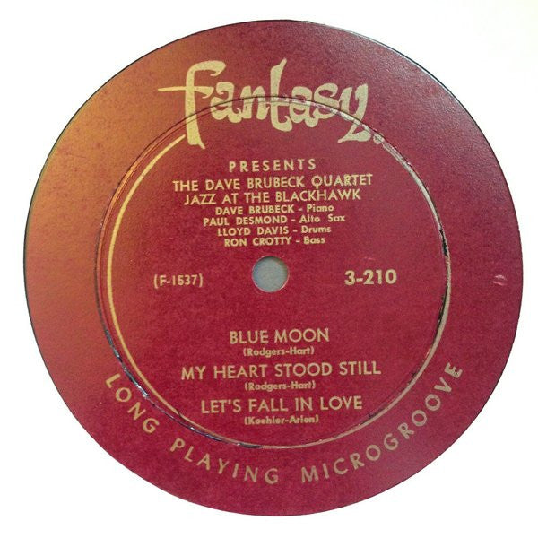 Dave Brubeck Quartet* Featuring Paul Desmond : Jazz At The Blackhawk (LP, Album, Mono)