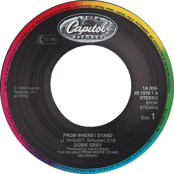 Dobie Gray : From Where I Stand (7", Single)