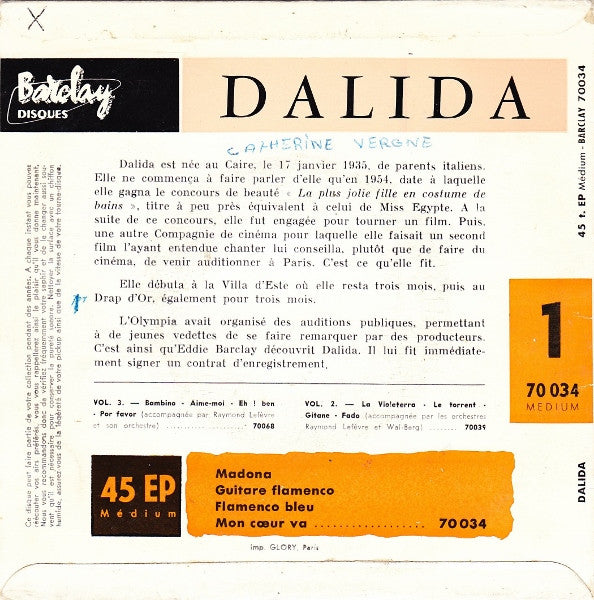 Dalida : Madona (7", EP, RE)