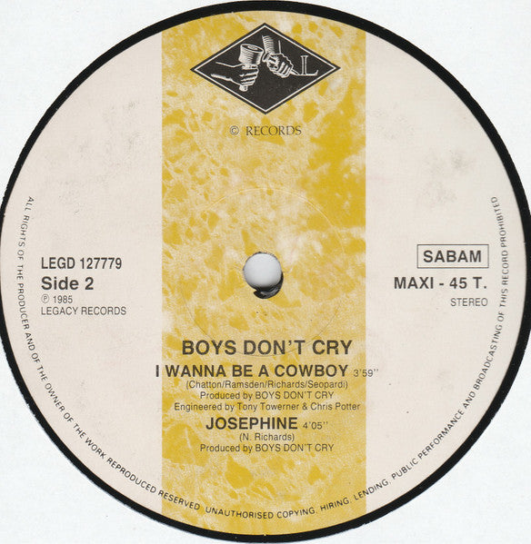 Boys Don't Cry : I Wanna Be A Cowboy (12", Maxi)