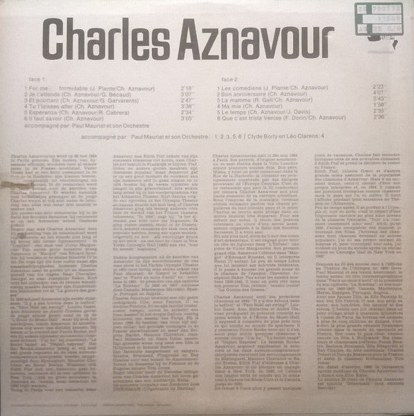 Charles Aznavour : Charles Aznavour (LP, Comp)