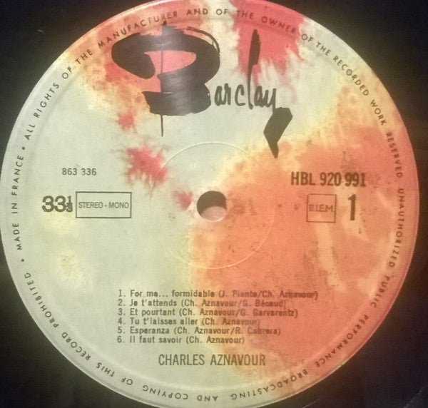 Charles Aznavour : Charles Aznavour (LP, Comp)