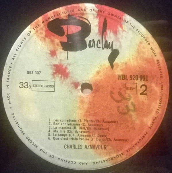 Charles Aznavour : Charles Aznavour (LP, Comp)