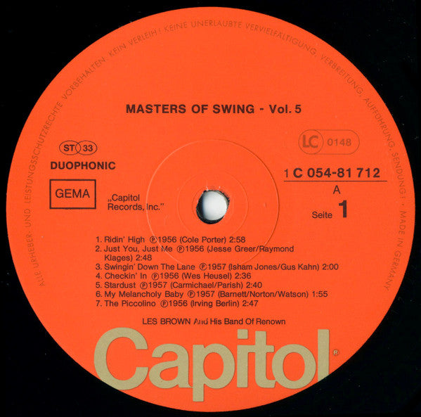 Les Brown And His Band Of Renown : Masters Of Swing Vol. 5 (LP, Comp)