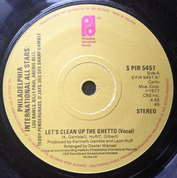 Philadelphia International All Stars : Let's Clean Up The Ghetto (7", Single)