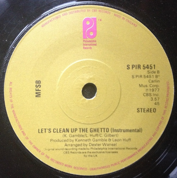 Philadelphia International All Stars : Let's Clean Up The Ghetto (7", Single)
