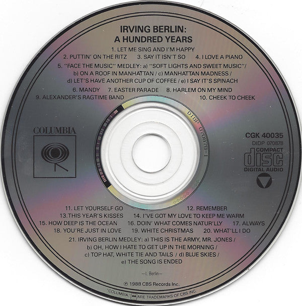 Various : Irving Berlin: A Hundred Years (CD, Comp)