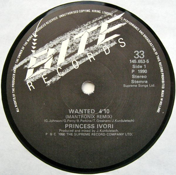 Princess Ivori : Wanted (Mantronix Remix) (12")