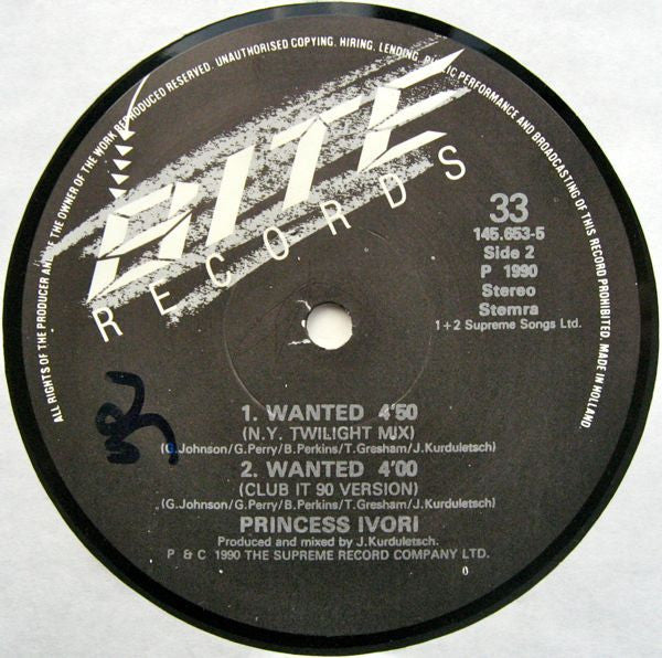 Princess Ivori : Wanted (Mantronix Remix) (12")