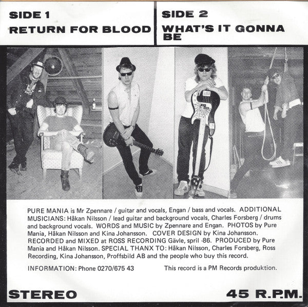 Pure Mania : Return For Blood / What's It Gonna Be (7")