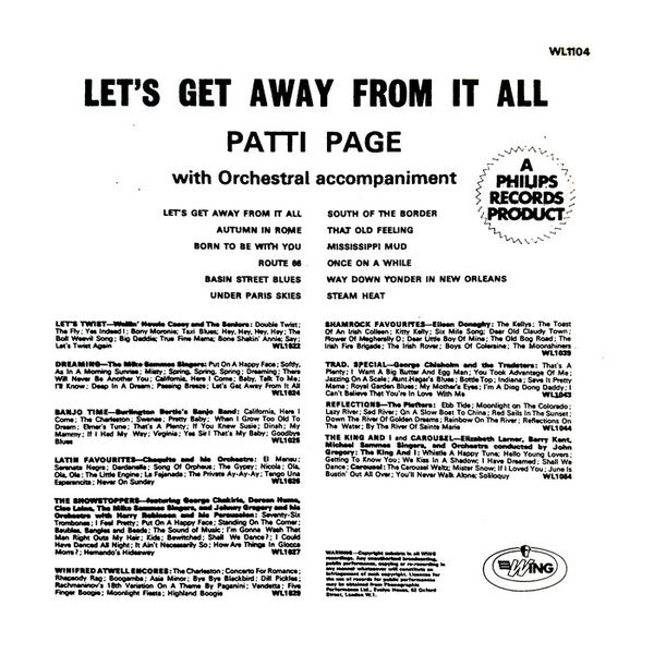 Patti Page : Let's Get Away From It All (LP, Album, Mono, RE)