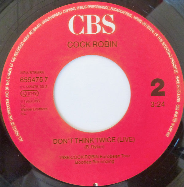 Cock Robin : Worlds Apart  (7", Single)