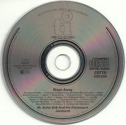 Acker Bilk And His Paramount Jazz Band : Blaze Away (CD, Album, RP)